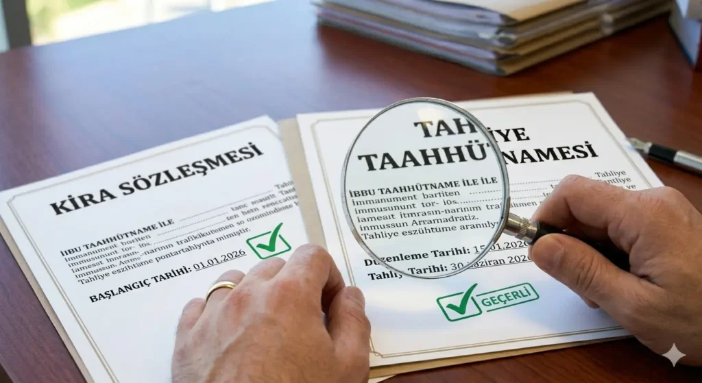 Tahliye taahhütnamesi geçerlilik şartları: Düzenleme tarihinin kira sözleşmesinden sonra olması gerektiğini gösteren infografik görsel